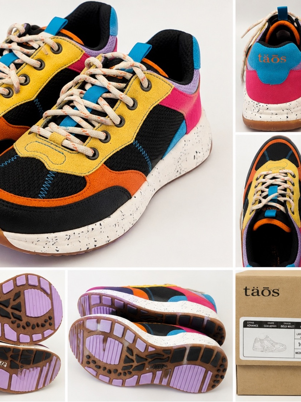 Taos Footwear Black Yellow Pink Orange Blue Platform Sneakers